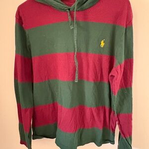 Ralph Lauren Red and Green Striped Hoodie